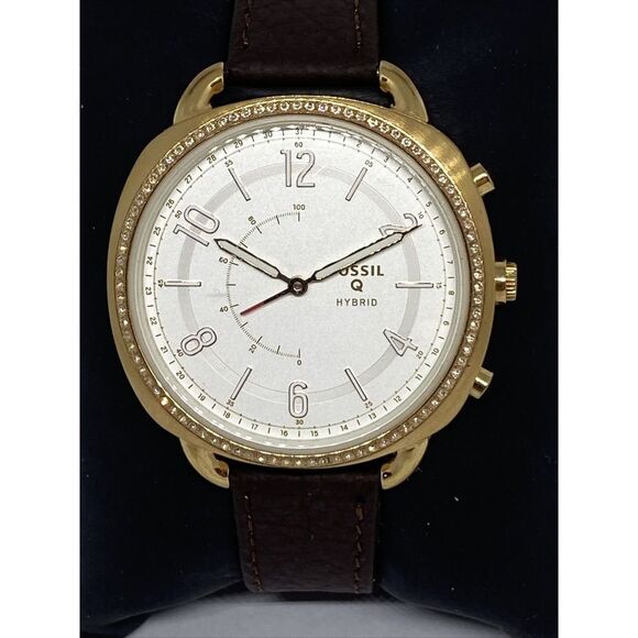 Fossil FTW1208 Women's Brown Leather White Analog Dial Hybrid Smartwatch XX765 - Picture 2 of 12